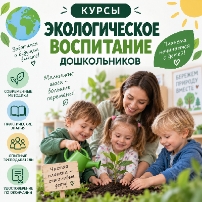 КУРСЫ ПОВЫШЕНИЯ КВАЛИФИКАЦИИ "Формы и методы экологического воспитания дошкольников"